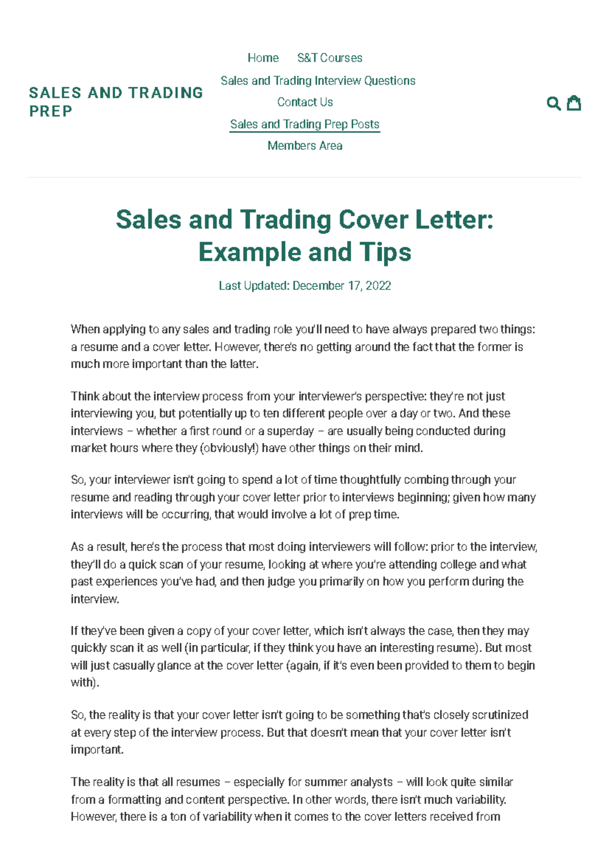 Sales and Trading Cover Letter Example and Tips – Sales and Trading ...