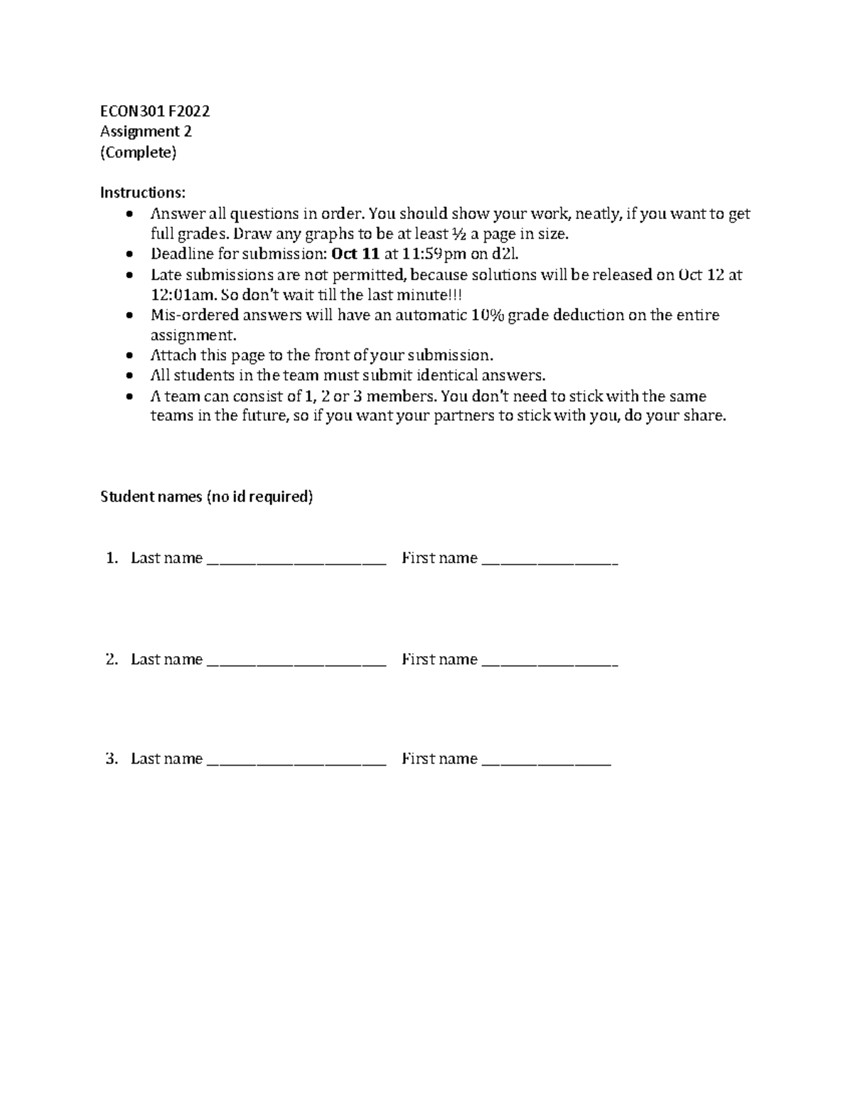 Assignment 2 complete - ECON301 F Assignment 2 (Complete) Instructions ...