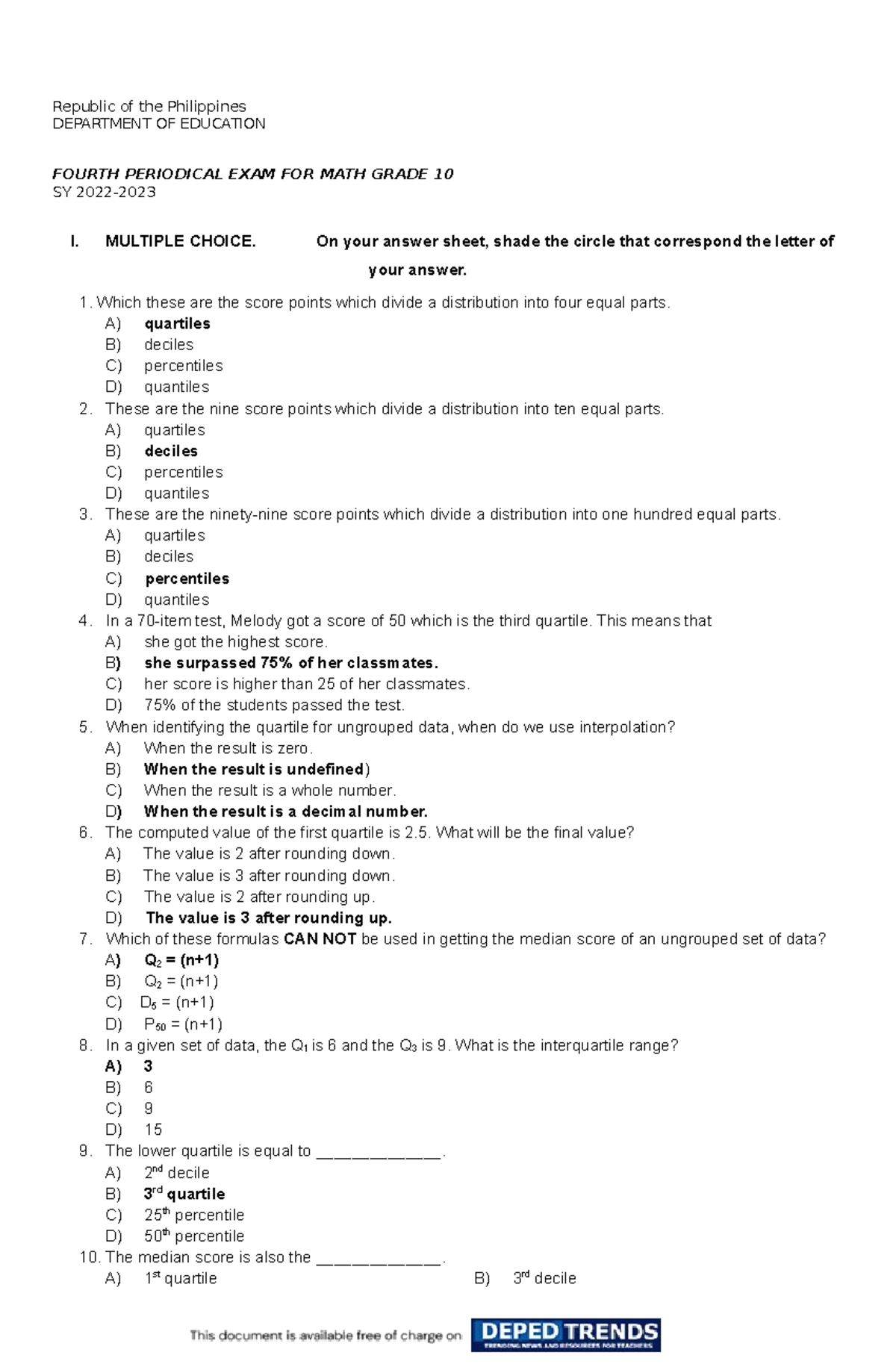 4Q Mathematics 10 PT 1 - Republic of the Philippines DEPARTMENT OF ...