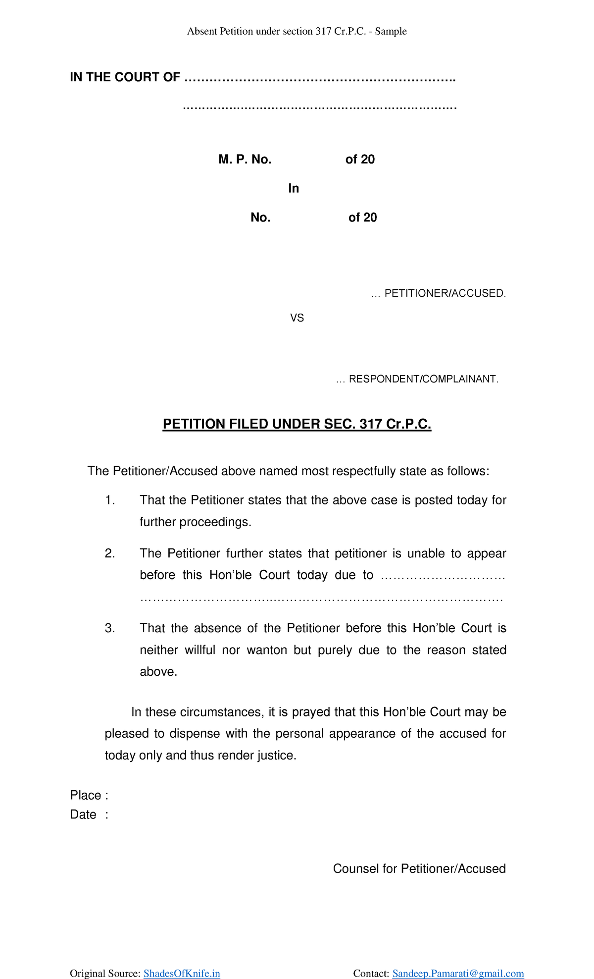 format-of-317-cr-pc-petition-sample-absent-petition-under-section-317