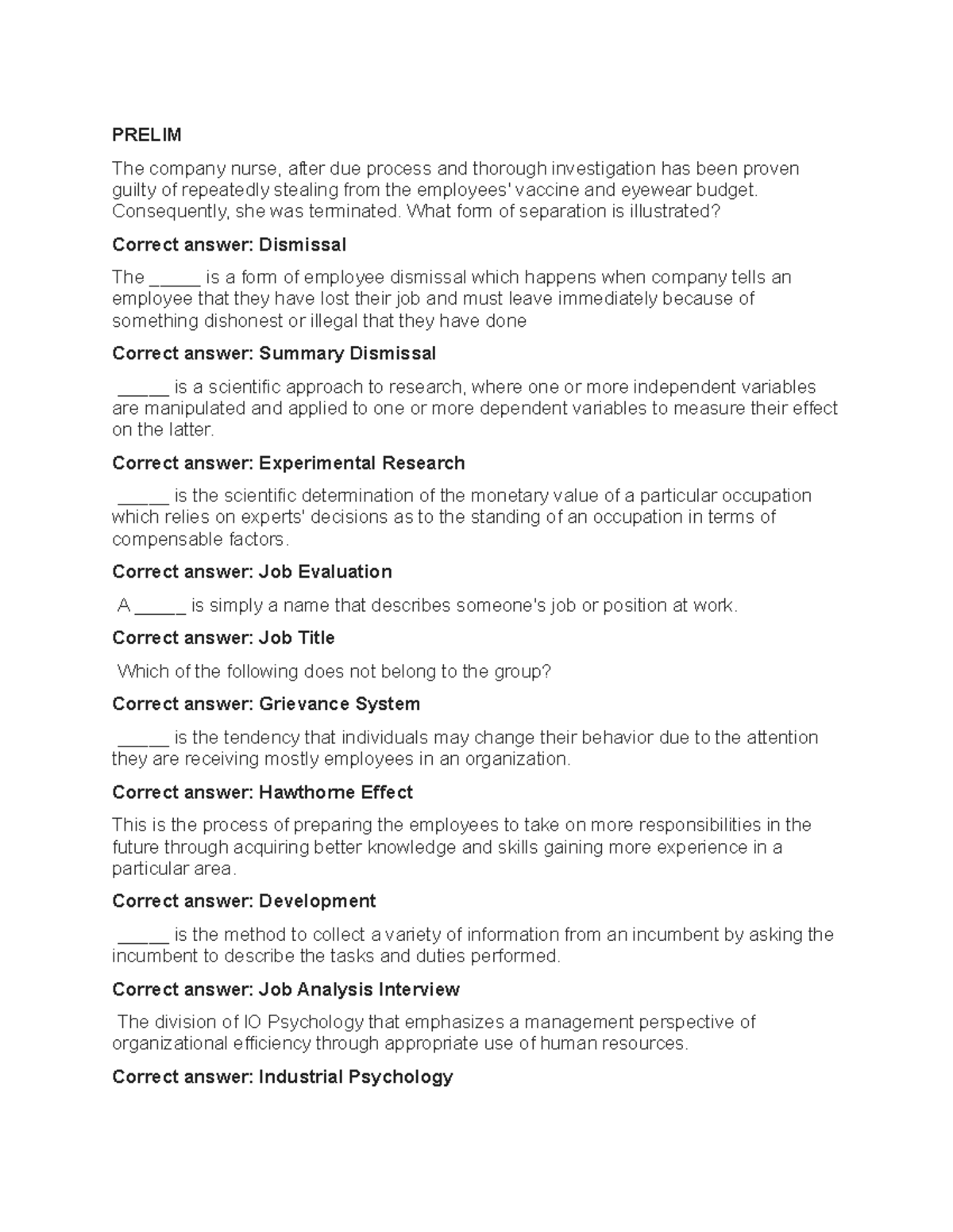 IOP Reviewer - PRELIM The company nurse, after due process and thorough ...