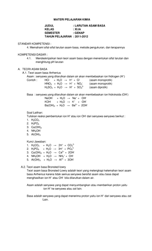 Laporan Kimia - LAPORAN PRAKTIKUM ASAM BASA Nama Kelompok Risky Aulia 2 ...
