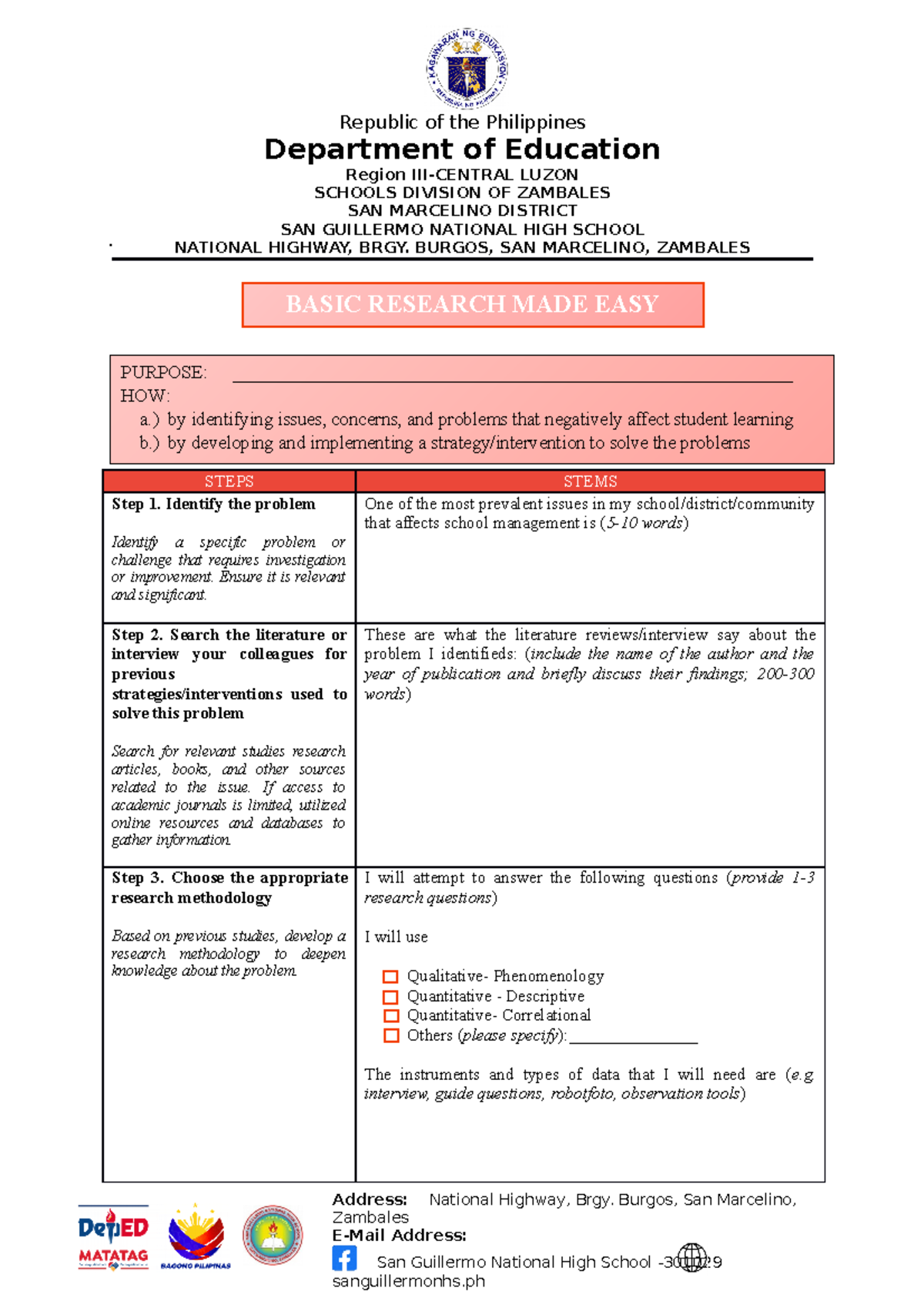 Basic Research Made Easy - Address: National Highway, Brgy. Burgos, San ...
