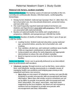Maternal Newborn Study Guide EXAM I - EXAM 1 MATERNAL NEWBORN STUDY ...