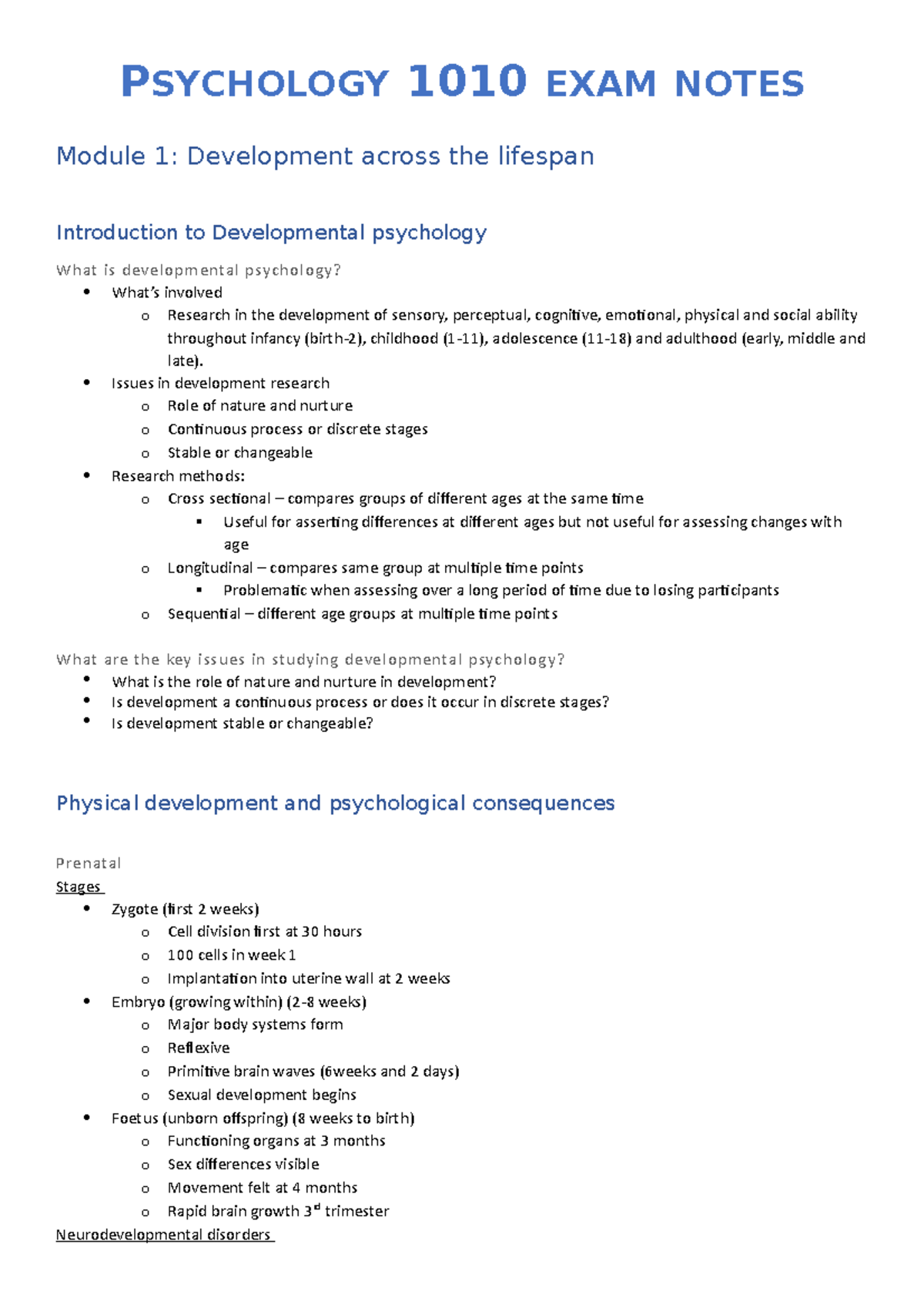 PSYC1010 Course Notes - Summary Psychology Introduction 1 - PSYCHOLOGY ...