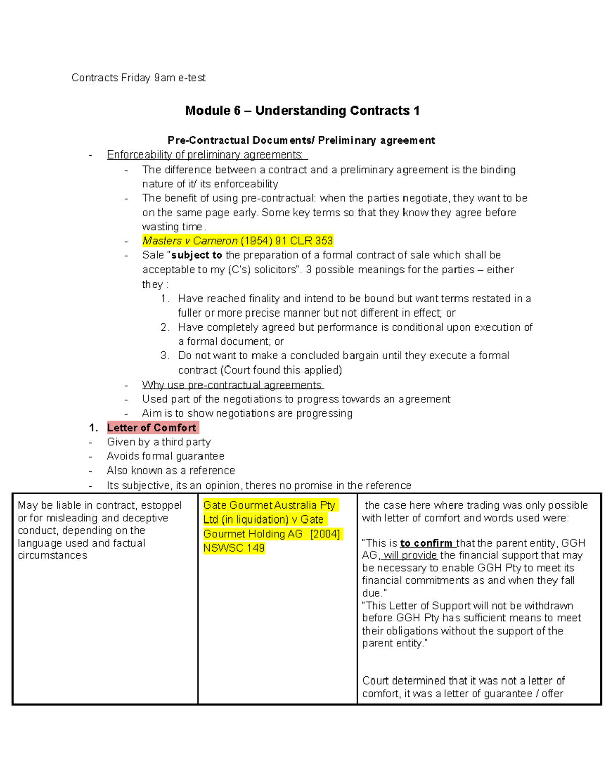 Contracts Friday 9am e-test - Contracts Friday 9am e-test Module 6 ...