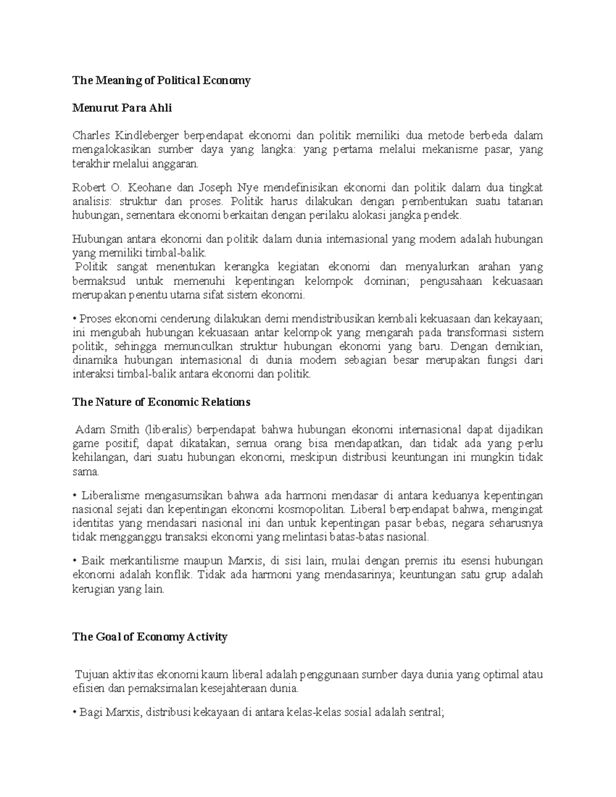 Meaning Of Political Economy