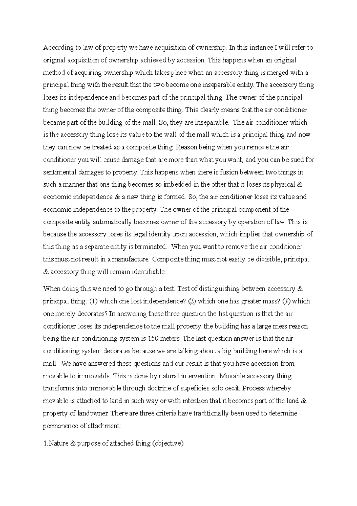 Final exam property. Full essay that was written in law of things 2021