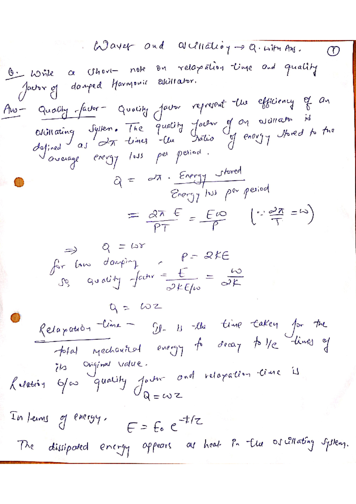 Waved and oscillation theory Physics Studocu