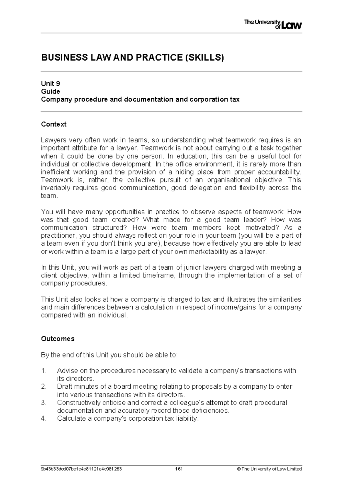 2324 blp ws09 ce01 guide t - BUSINESS LAW AND PRACTICE (SKILLS) Unit 9 ...
