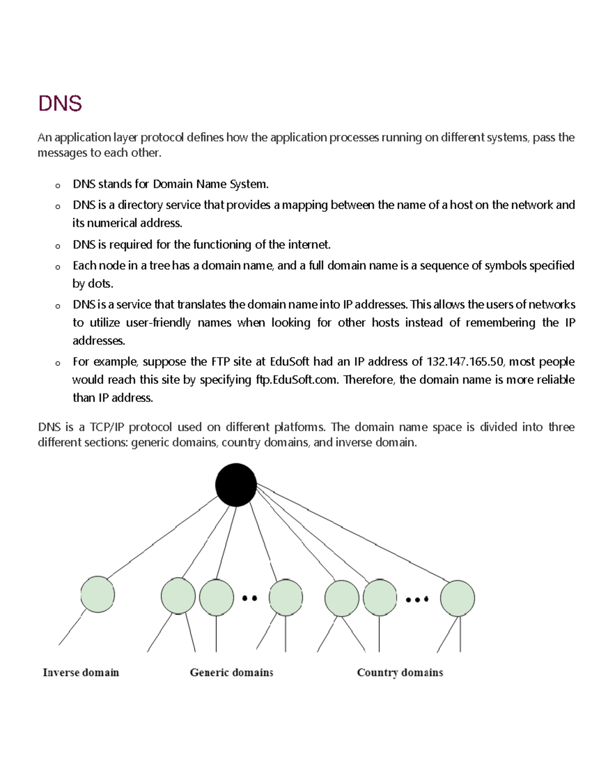 Class notes nine DNS - good - DNS An application layer protocol defines ...