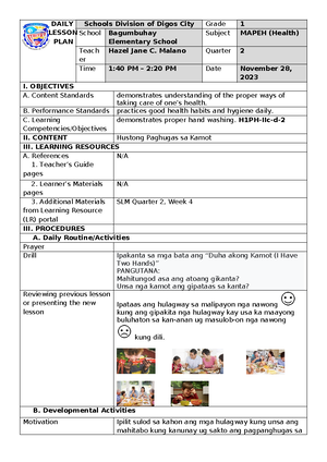 DLP MATH Q2 W4 - Daily Lesson Plan in Mathematics 1 Quarter 2, Week 4 ...