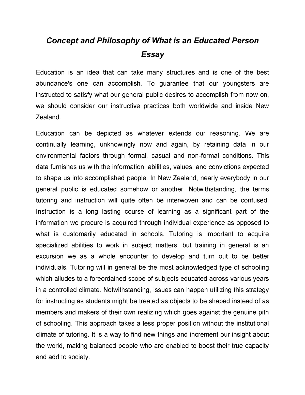 essay about educated person