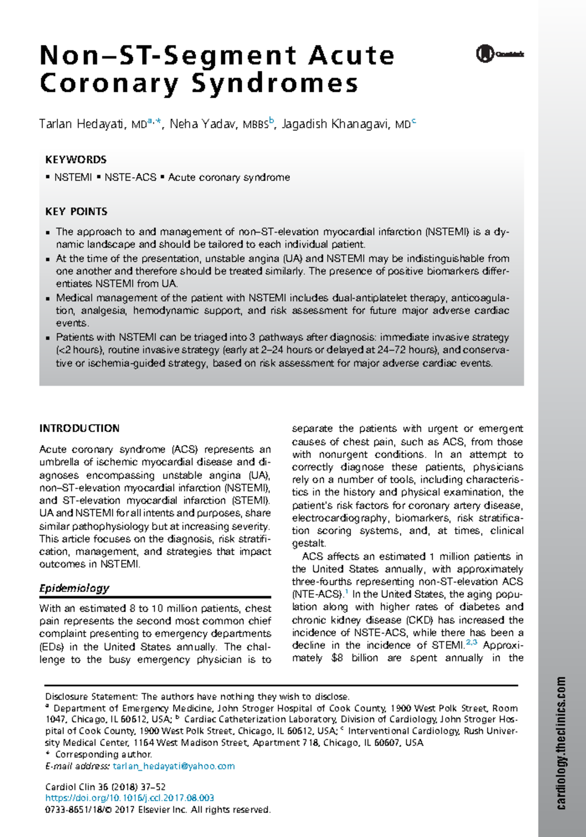 Non-ST-Segment Acute Coronary Syndromes - Non–ST-Segment Acute Coronary ...