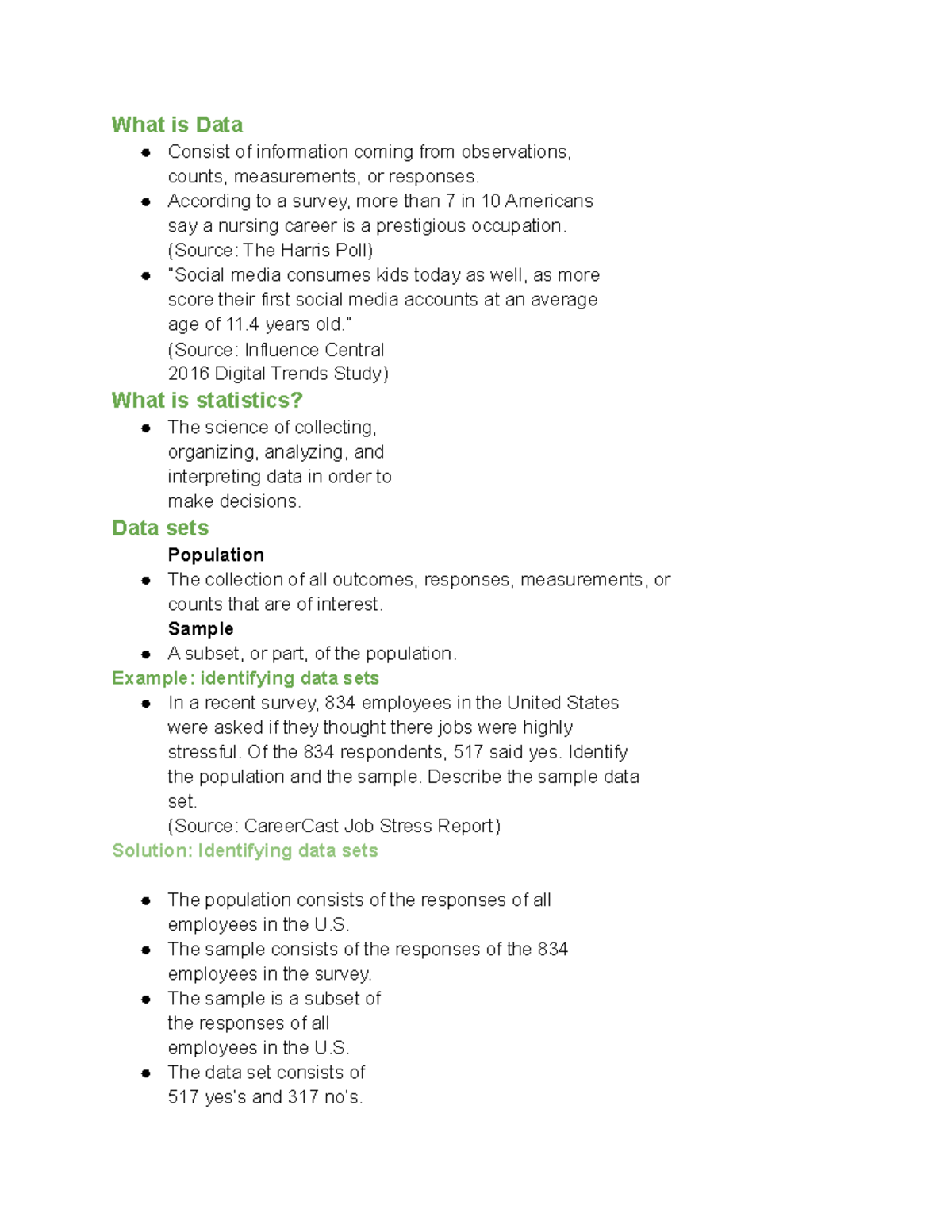 What is data - elementary statistics notes - What is Data Consist of ...