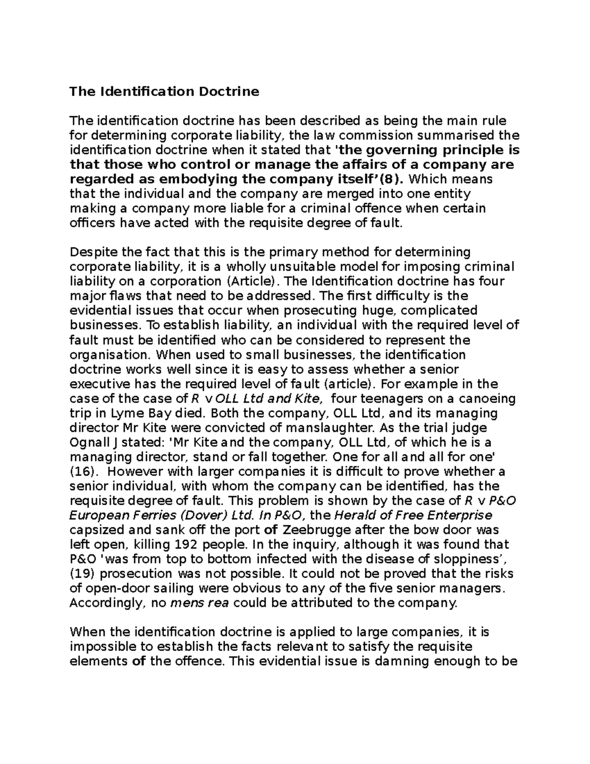 The Identification Doctrine - 2 - The Identification Doctrine The ...