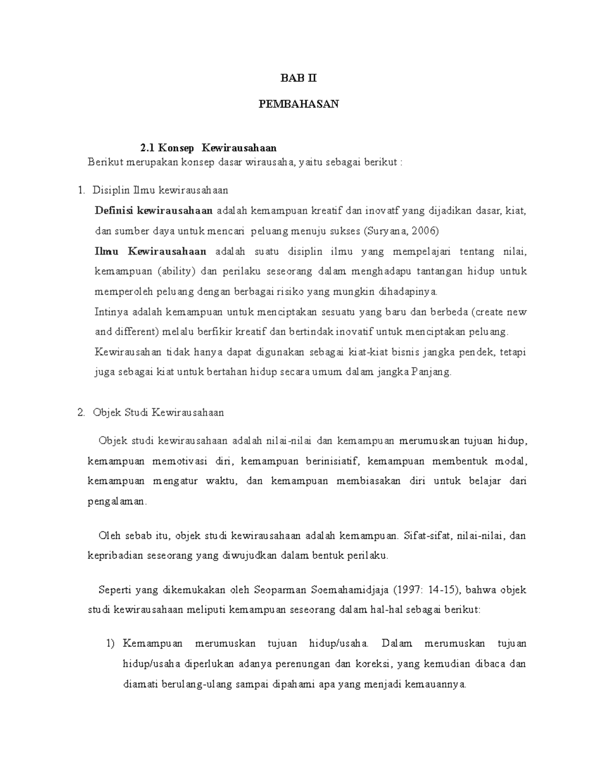 Makalah Pengantar Kewirausahaan BAB 2 - BAB II PEMBAHASAN 2 Konsep ...