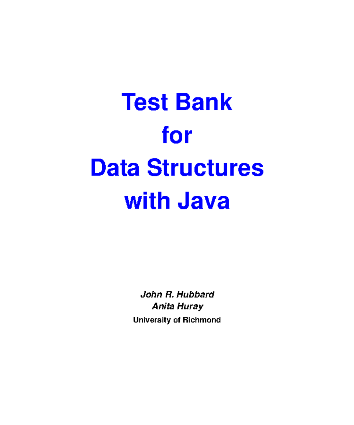 Document - book solution - Test Bank for Data Structures with Java John ...