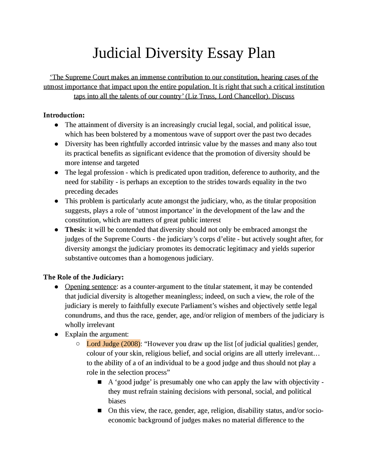 judicial diversity essay