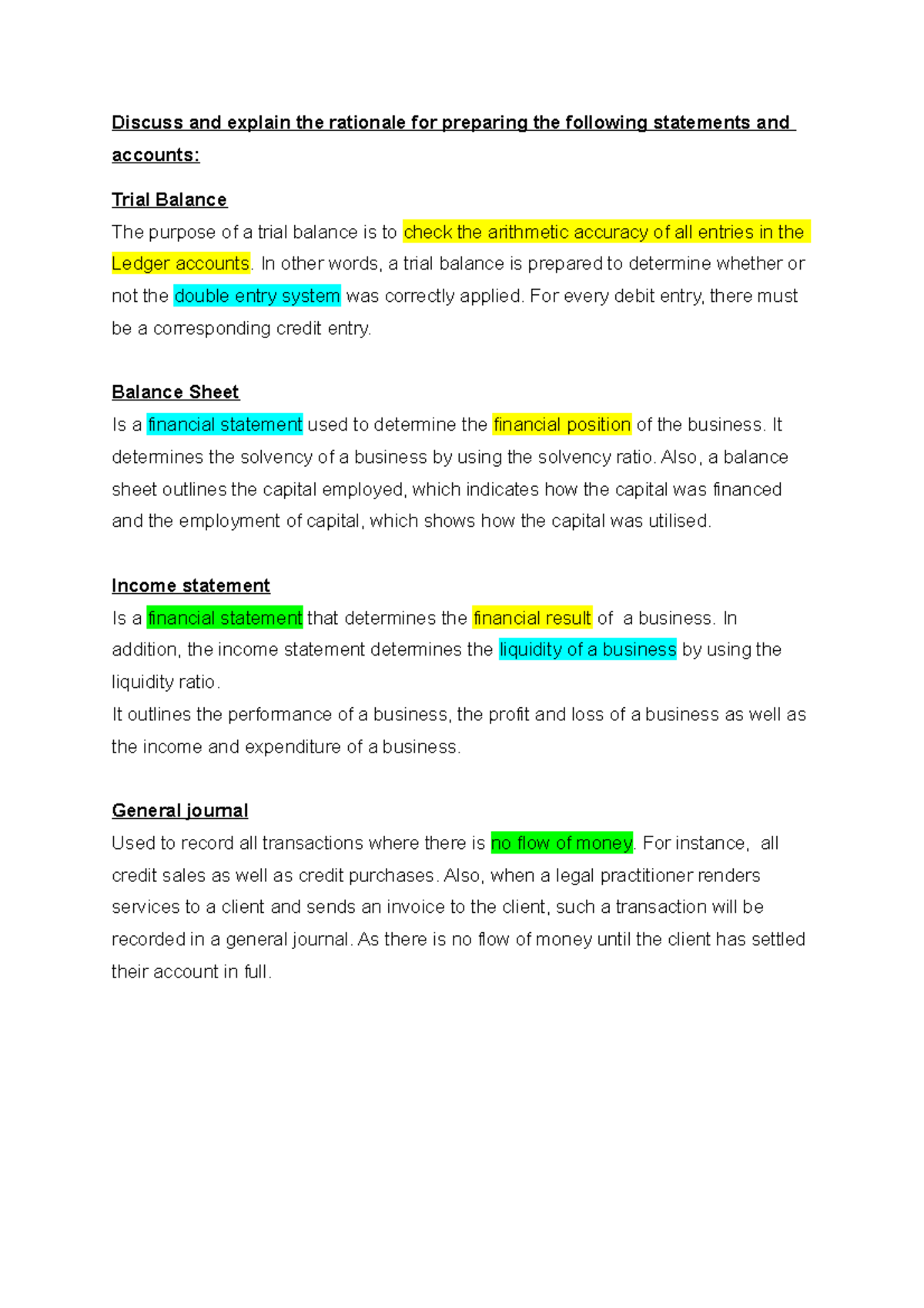 Exam Prep Notes - Discuss And Explain The Rationale For Preparing The ...