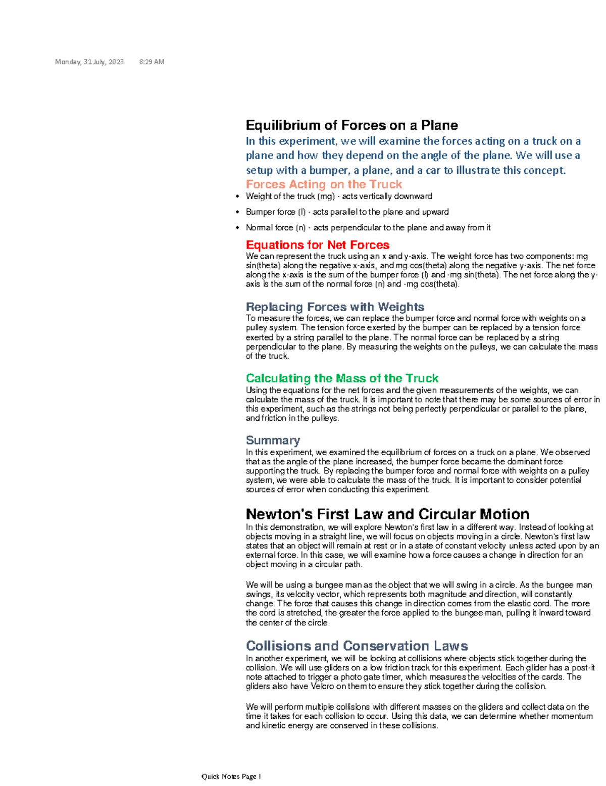 Equilibrium of Forces on a Plane - We will use a setup with a bumper, a ...