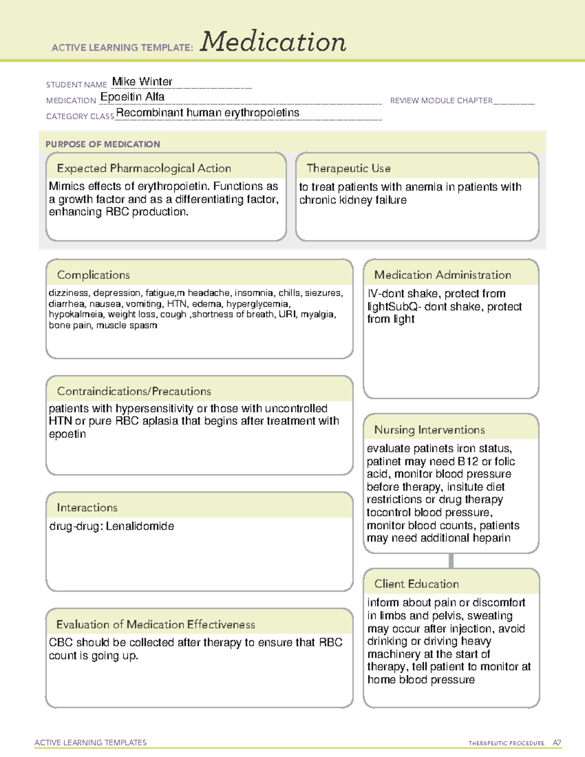 Epoeitin Alfa - notes - N180 - WCU - Studocu
