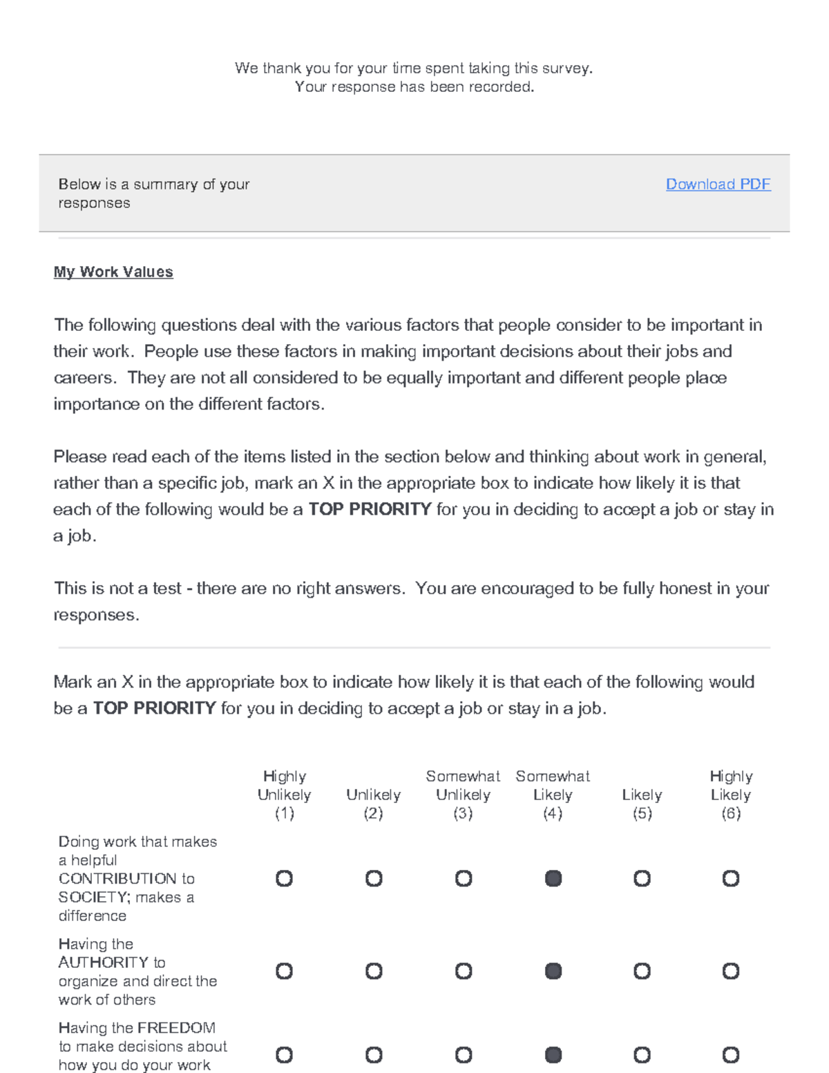 Response Summary Important Survey Below Is A Summary Of Your 