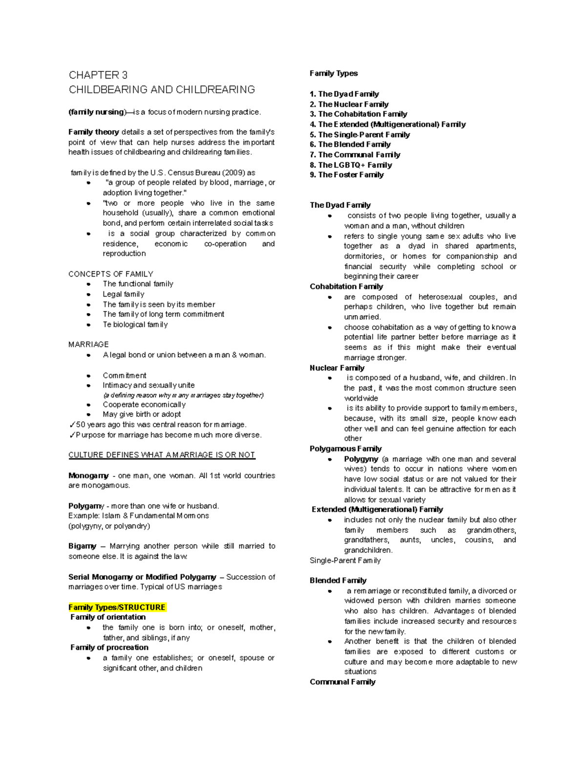 MCNCH3 reviewer Maternal Child Nursing Care CHAPTER 3