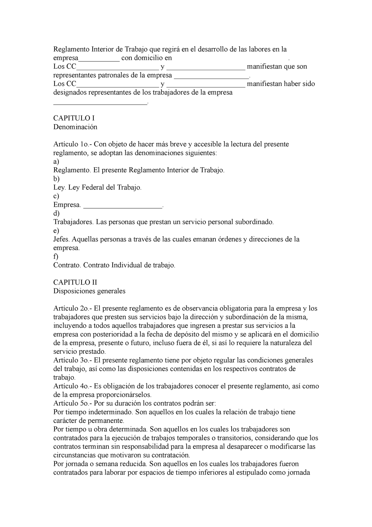 Modelo Reglamento Interior De Trabajo Mexico Ejemplo 2 Reglamento Interior De Trabajo Que 4381