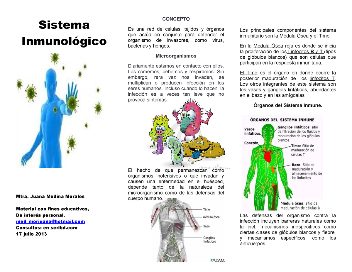 Sistema Inmunologico Triptico Compress Sistema Inmunológico Mtra Juana Medina Morales 