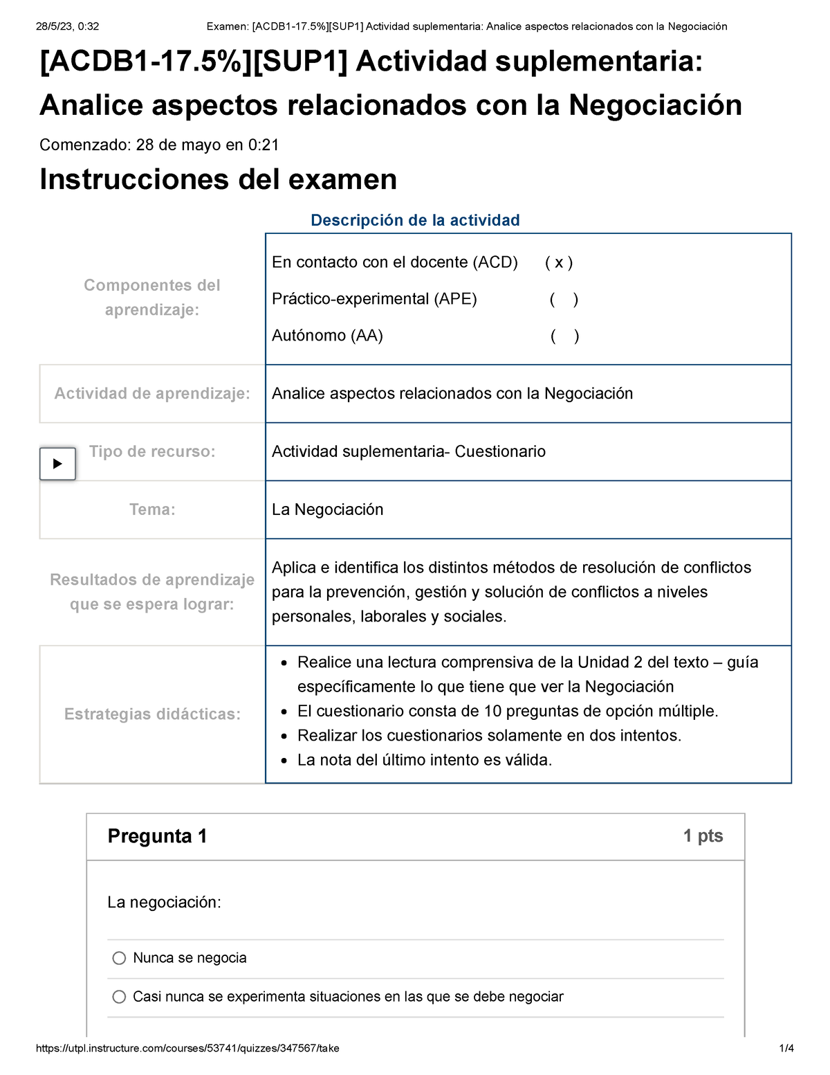 Examen [ACDB 1-17.5%][SUP 1] Actividad Suplementaria Analice Aspectos ...