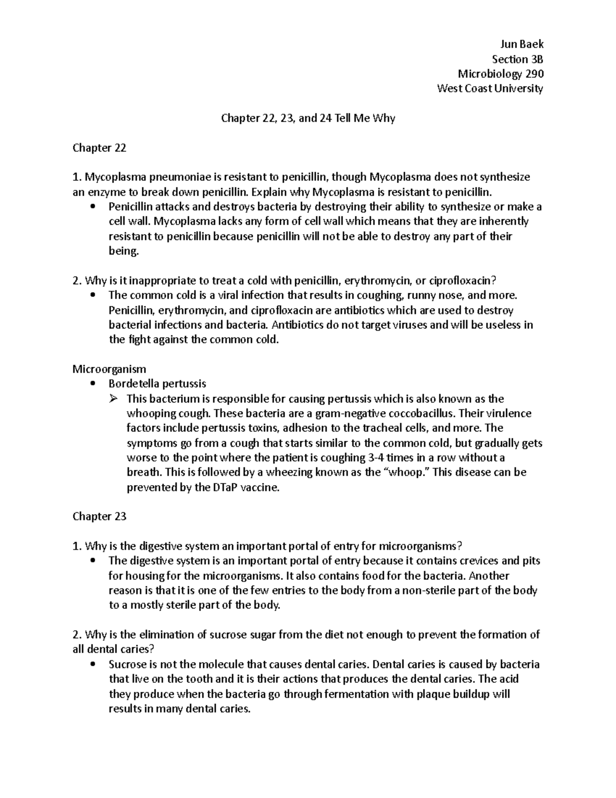 Chapter 22, 23, and 24 Tell Me Why - Jun Baek Section 3B Microbiology ...