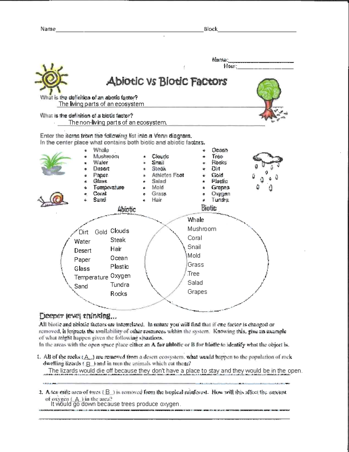 Kami Export - STU-Omri Haddad - Abiotic vs Biotic Factors Activity - Name  Block Hour: Abiotic Vs - Studocu