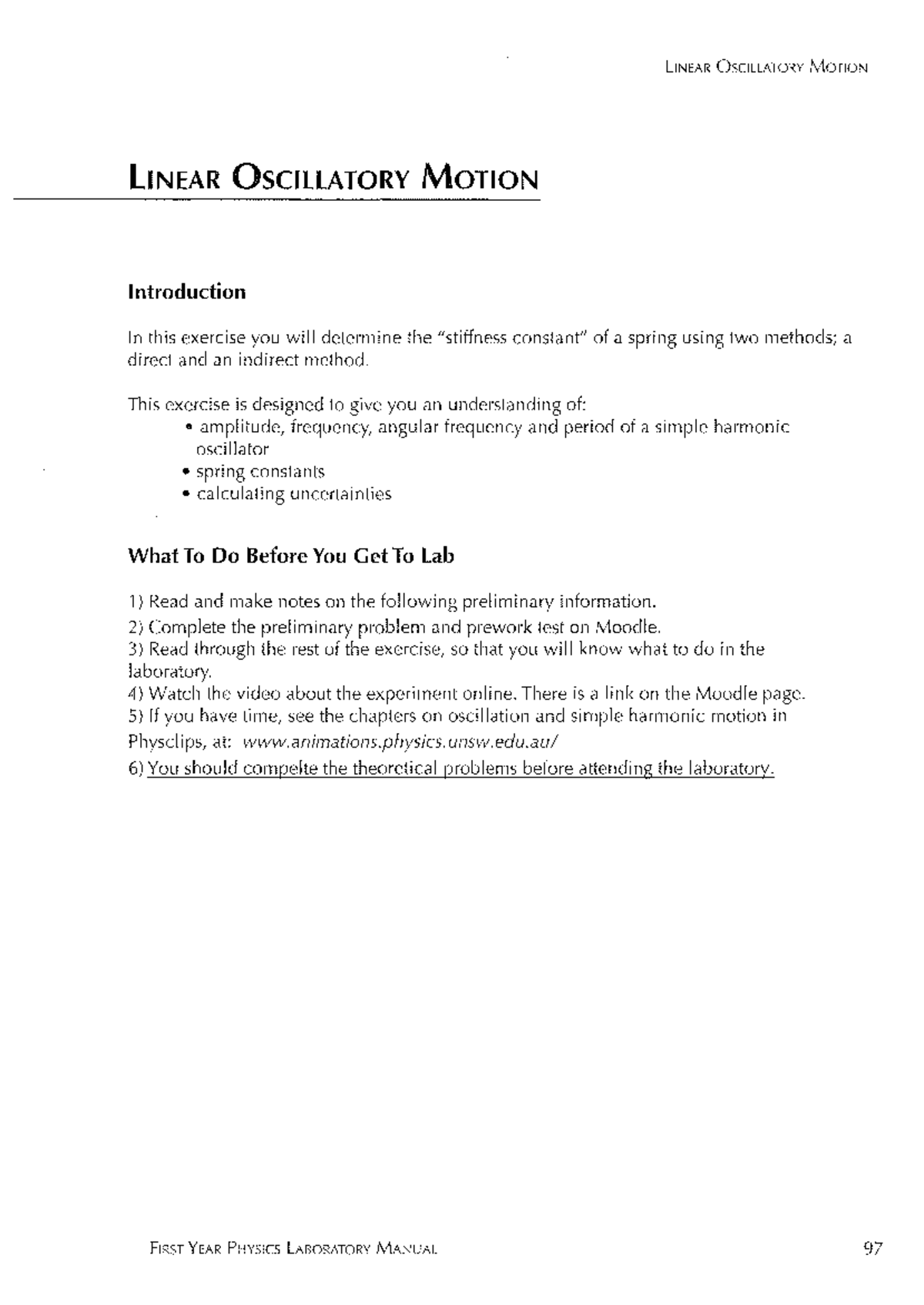 Linear Oscillatory Motion LINEAR OSCILLATORY MOTION