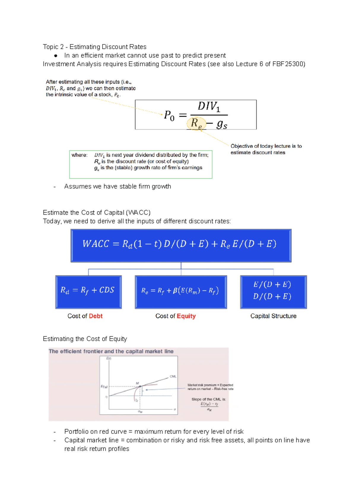 Topic 2 - Estimating Discount Rates - , the cost of buying/selling ...