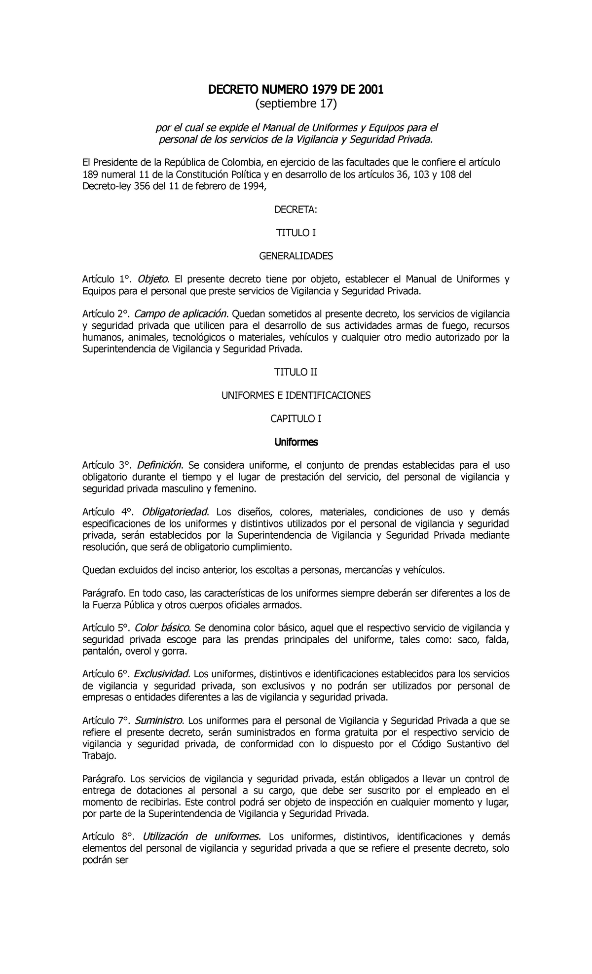 Decreto 1979 De 2001-convertido - DECRETO NUMERO 1979 DE 2001 ...