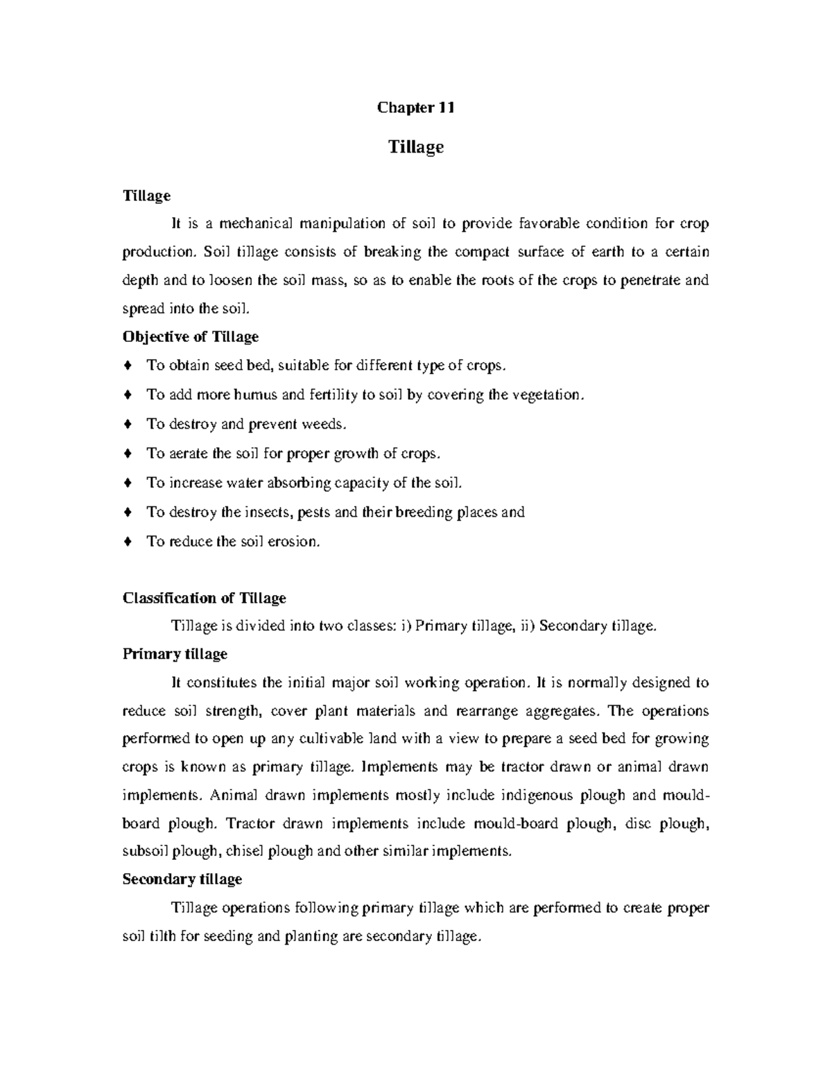 Chapter 11 Upload TILLAGE AND ITS METHODS - Chapter 11 Tillage Tillage ...