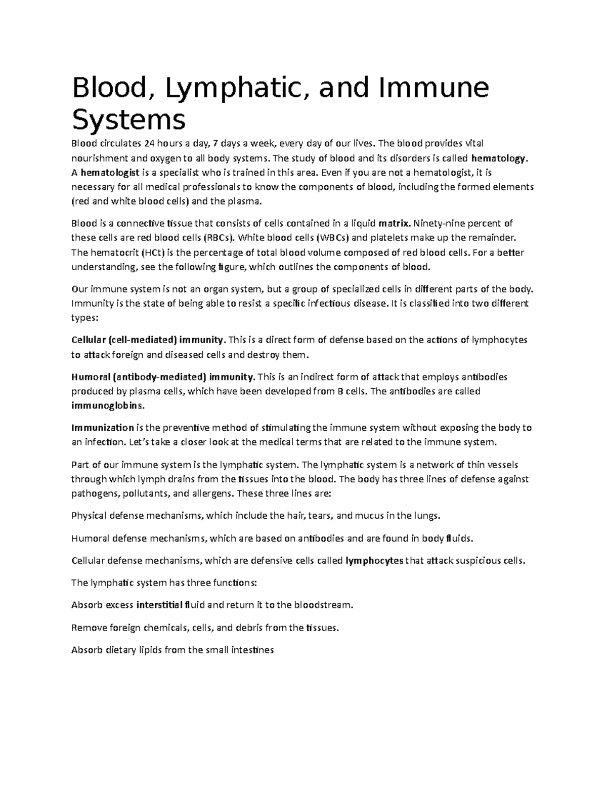 Blood, Lymphatic, And Immune Systems - Blood, Lymphatic, And Immune ...