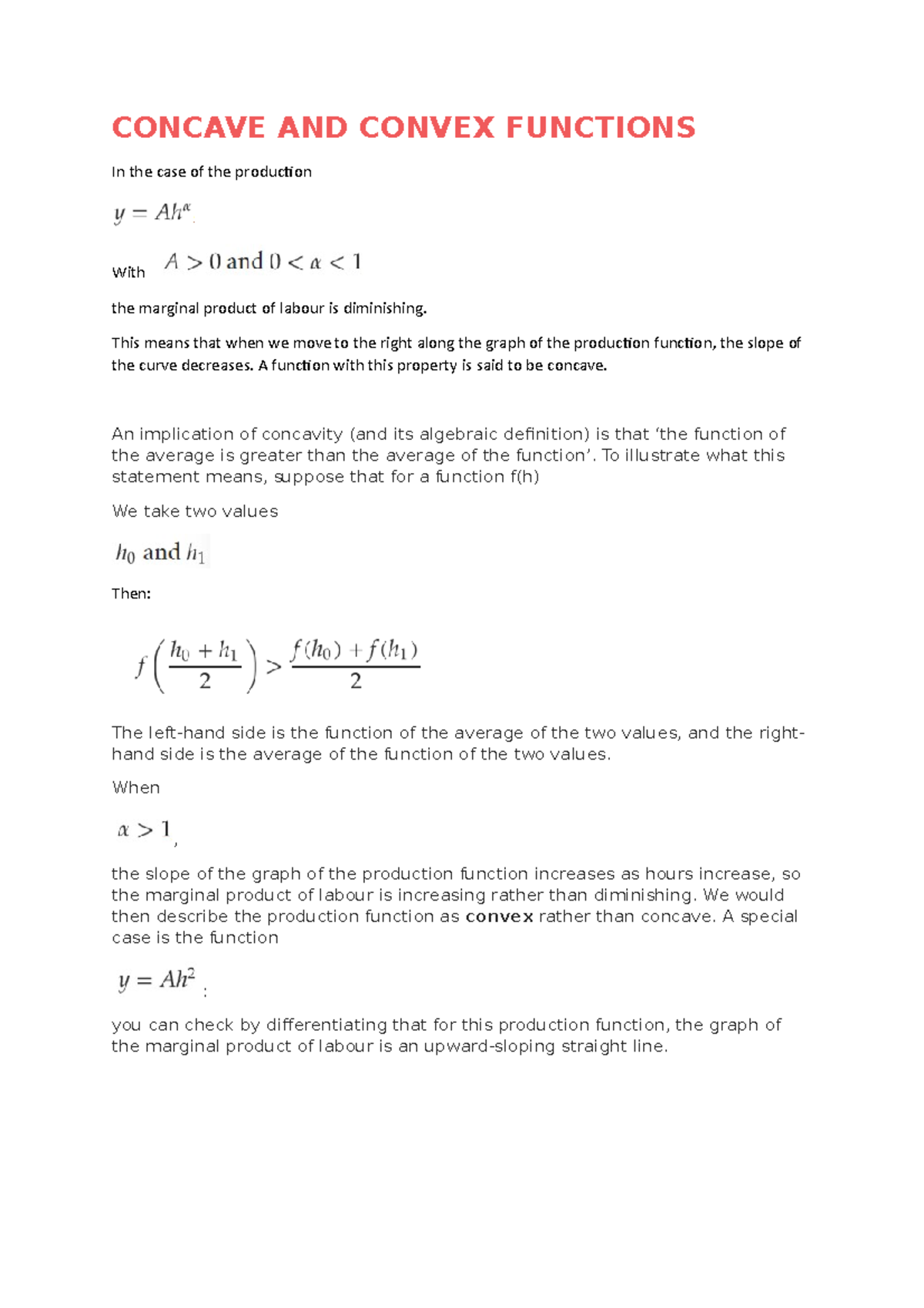 Concave and convex functions CONCAVE AND CONVEX FUNCTIONS In the case