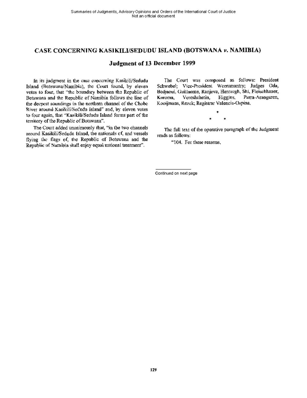 Namibia case - Human Rights law - CASE CONClERNING KAS1KILIjSED:UDU ...