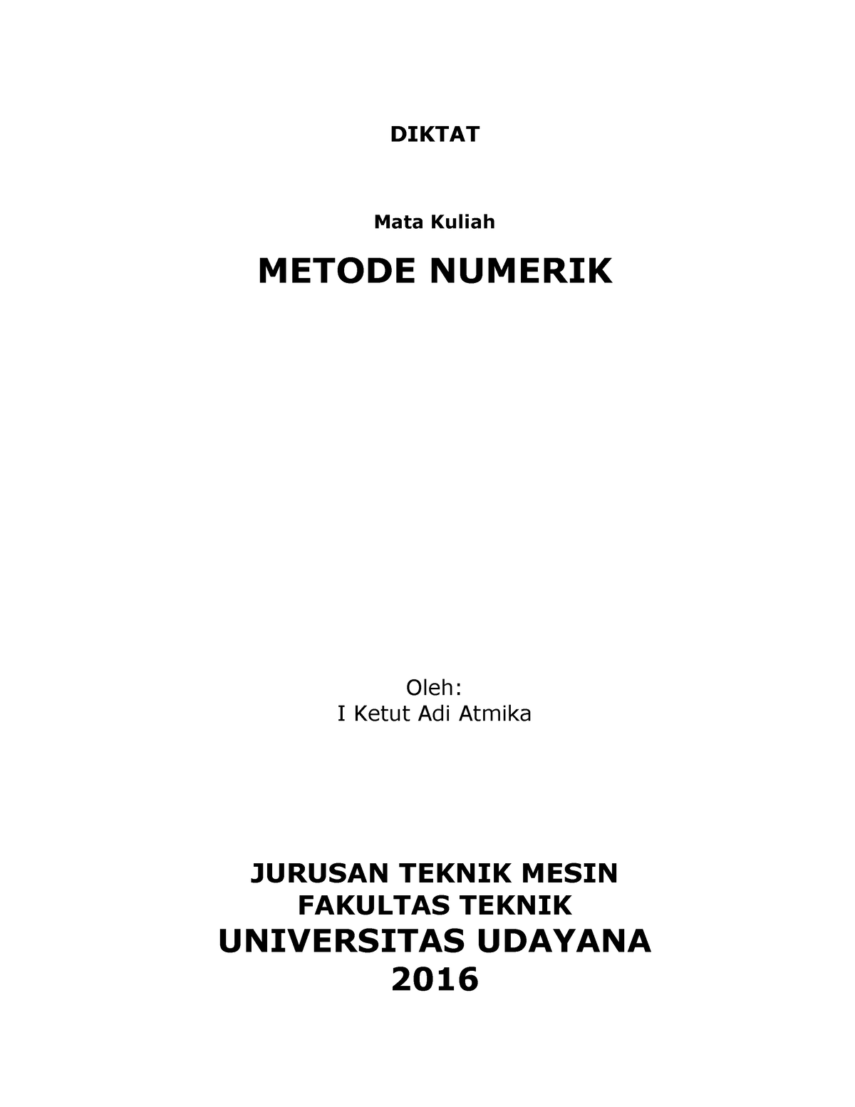 11ed6009feeb148225064 Cd0c4989964 - DIKTAT Mata Kuliah METODE NUMERIK ...