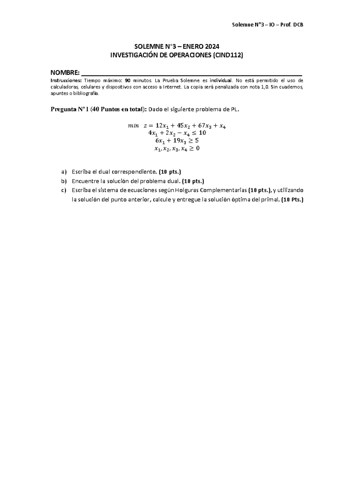 Solemne N°3 Investigación De Operaciones DCd B - Solemne N° 3 – IO ...