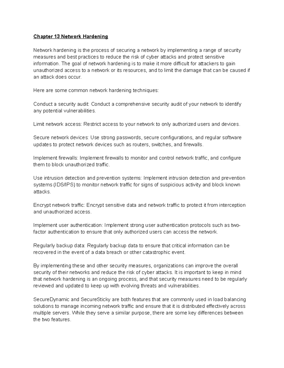 Chapter 13 Network Hardening Chapter 13 Network Hardening Network