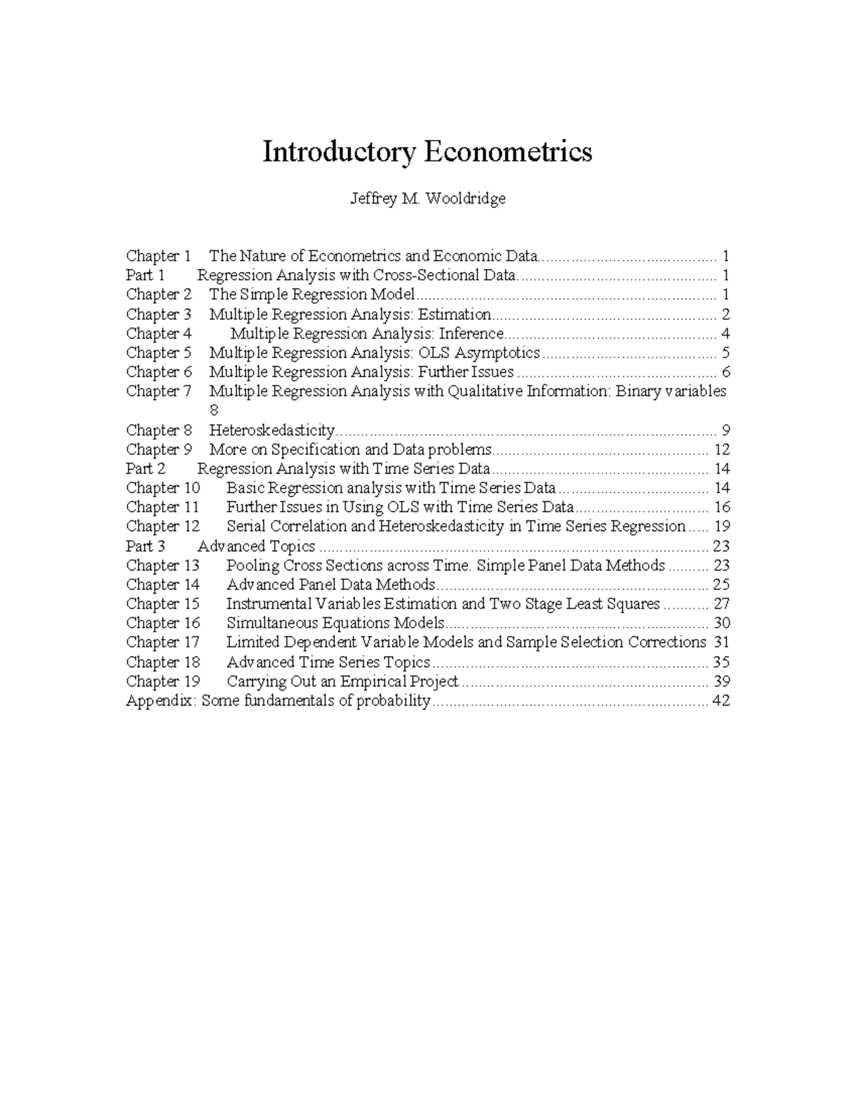 Introductory Econometrics - Jeffrey M Wooldridge Summarized Notes ...