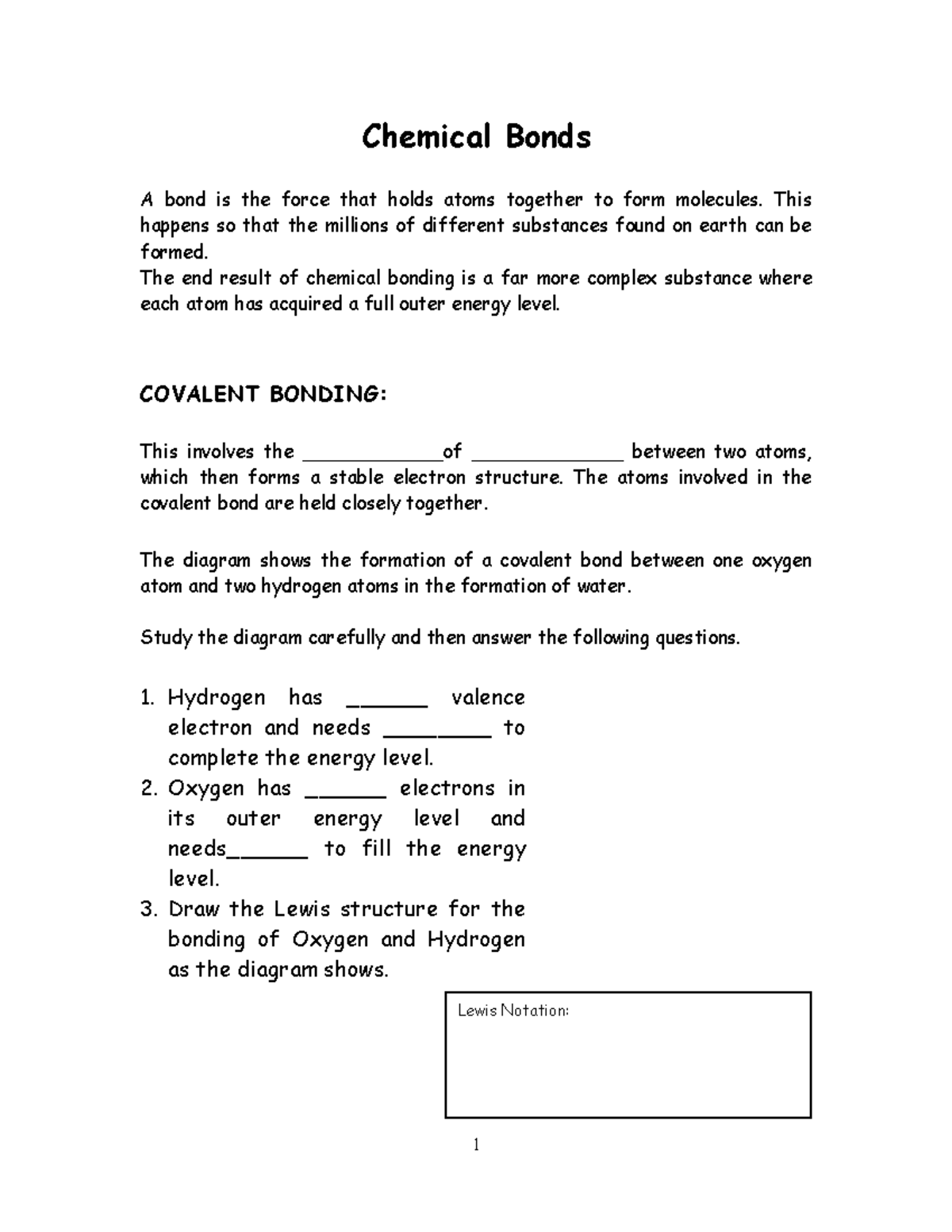 Chemical Bonding Worksheet Answers Quizlet