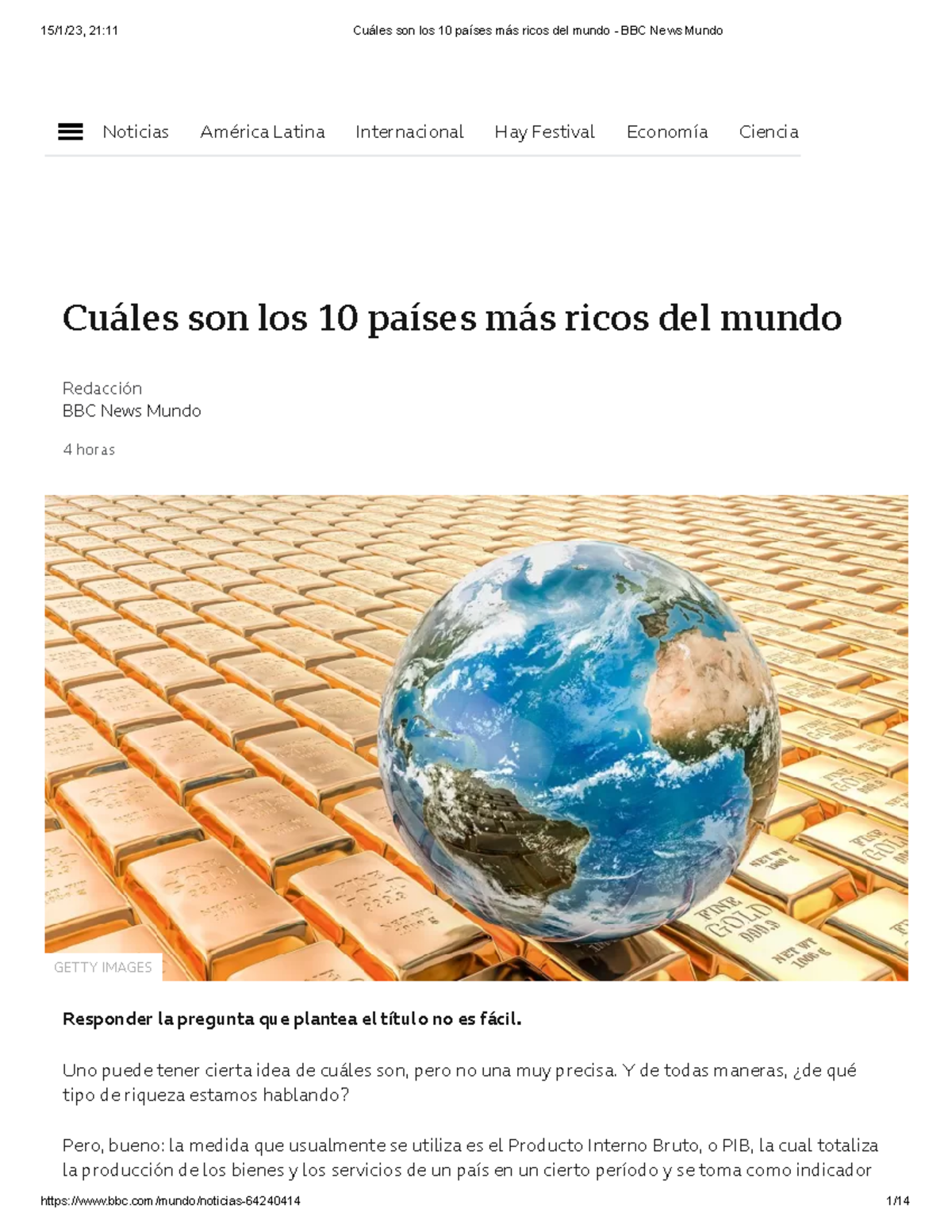 Cuáles son los 10 países más ricos del mundo - BBC News Mundo - Cuáles ...