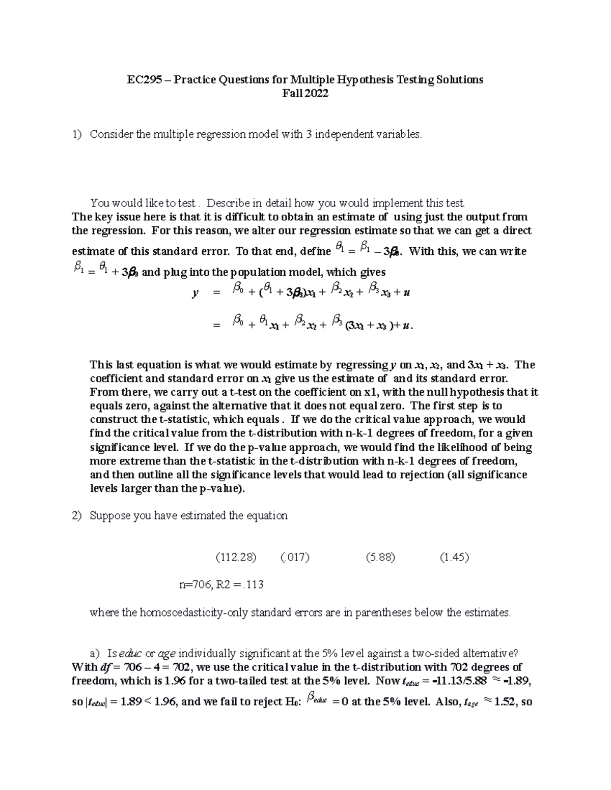 EC 295 practice Questions EC295 Practice Questions for Multiple