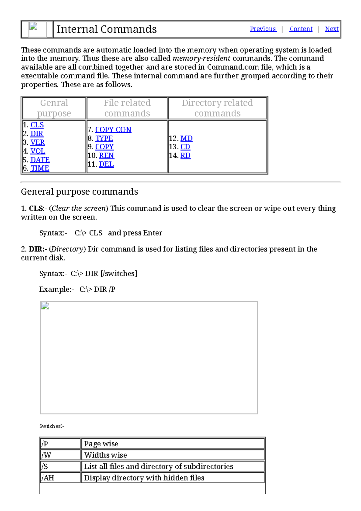 Operating system dos commands Internal Commands - Internal Commands ...