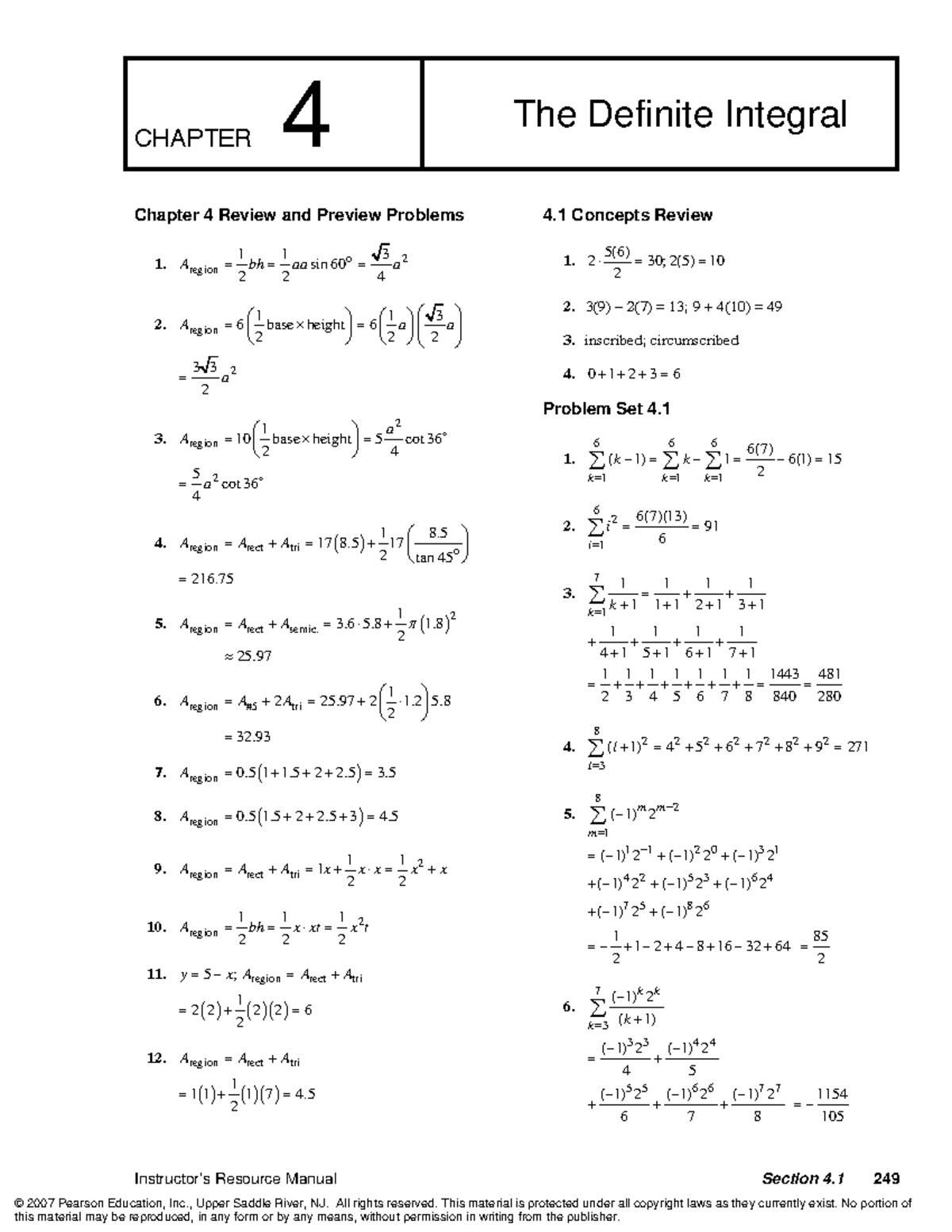 4장 - Instructor’s Resource Manual Section 4 249 CHAPTER 4 The Definite ...