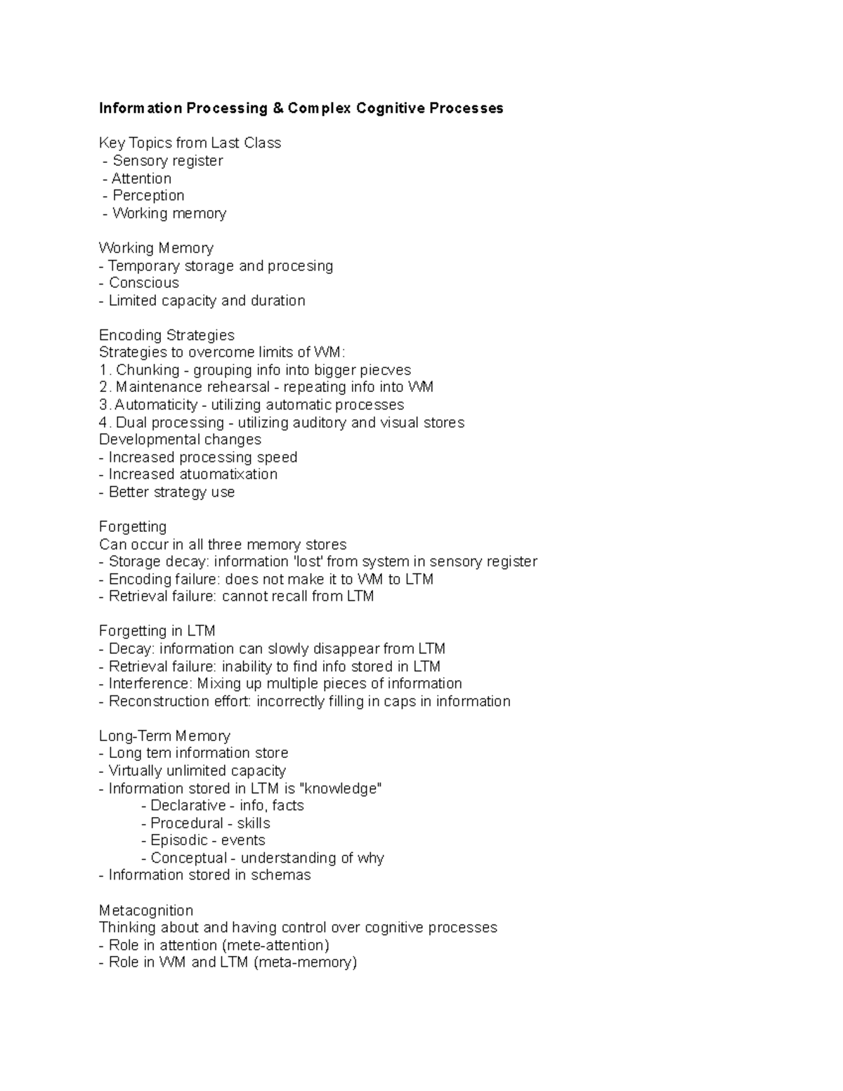 Information Processing & Complex Cognitive Processes - Information ...